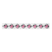 Ruban En Satin Hot Pink and Silver Elegant Flowers (Devant)
