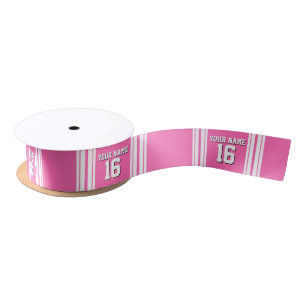 Ruban En Satin Hot Rose White Team Jersey Numéro personnalisé Nom
