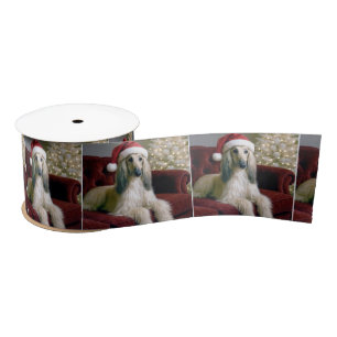 Ruban En Satin Hound Afghan Avec Casquette du Père Noël