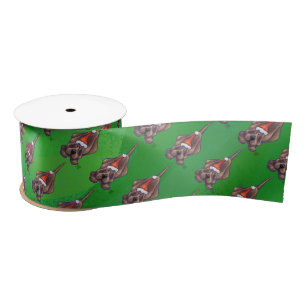 Ruban En Satin Hound Chien Noël sur Green