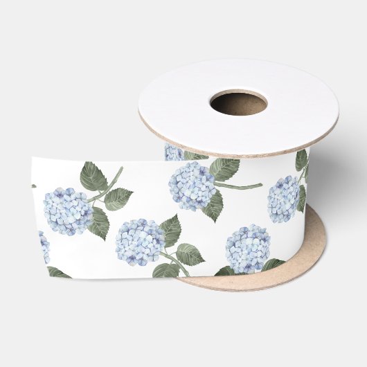Ruban En Satin Hydrangea Bleue Fleurie (Bobine)