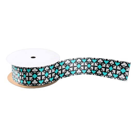 Ruban En Satin Icônes turquoise, Noir & Blanc Quatre Cartes (Bobine)