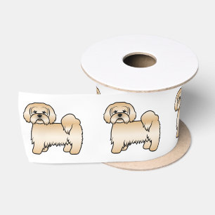 Ruban En Satin Illustration de chien de dessin animé mignon Lhasa