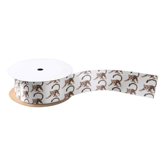 Ruban En Satin Illustration d'ocelot mignon (Bobine)