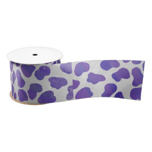 Ruban En Satin Impression dalmate violet et blanche