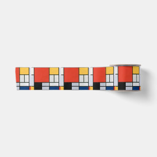 Ruban En Satin Impression de composition de Piet Mondrian rouge j