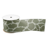 Ruban En Satin Impression de girafe verte Sage (Bobine)