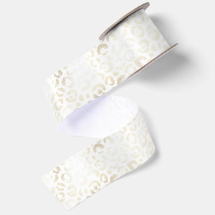 Ruban En Satin Impression de léopard doré kaki crème beige aquare