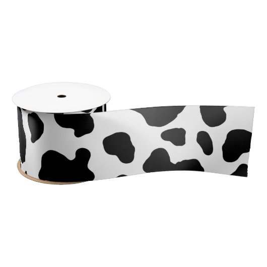 Ruban En Satin Impression de vache noire et blanche (Bobine)