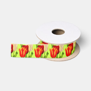 Ruban En Satin impression des tulipes
