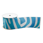 Ruban En Satin Impression en bleu et blanc Zebra (Bobine)