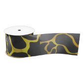 Ruban En Satin Impression Giraffe noir et jaune (Bobine)