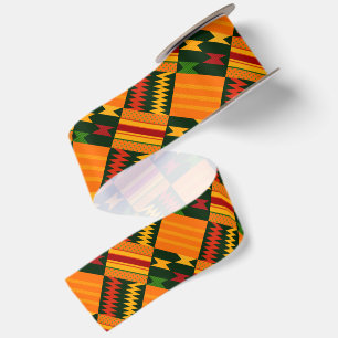 Ruban En Satin Impression inspirée d'un tissu Kente moderne et vi