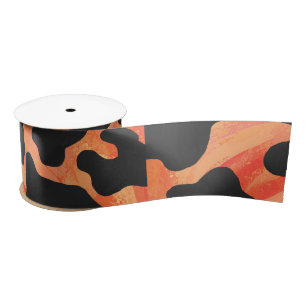 Ruban En Satin Impression noire et orange de vache