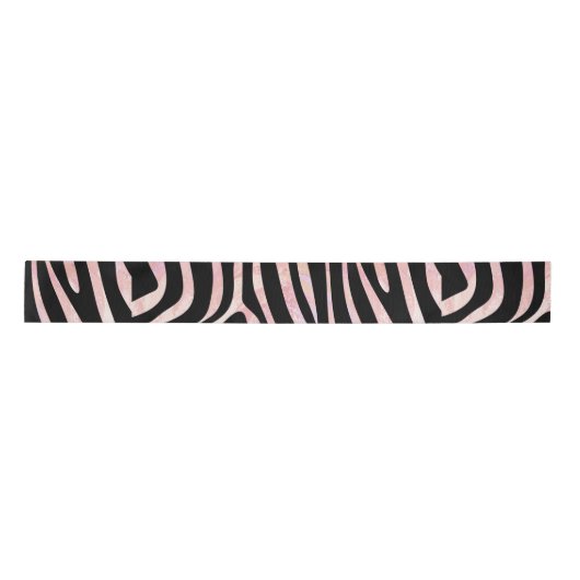 Ruban En Satin Impression noire et rose Zebra (Devant)