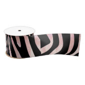 Ruban En Satin Impression noire et rose Zebra (Bobine)