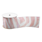 Ruban En Satin Impression rose et blanc Zebra (Bobine)