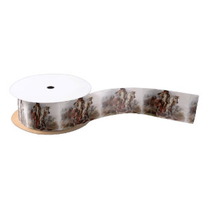 Ruban En Satin Indien Blackfoot sur le cheval Arabe étant chassé