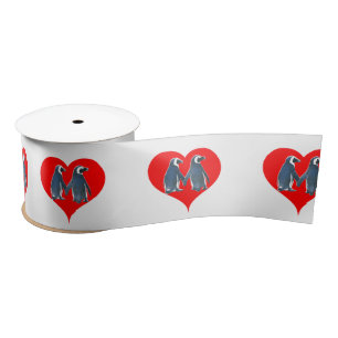 Ruban En Satin Inséparables Penguin Couple Red Hearts Thunder_Cov