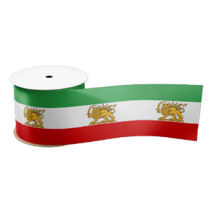 Ruban En Satin Iran, drapeau persan avec Lion, Shah d'Iran / Gran