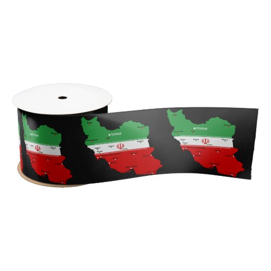 Ruban En Satin Iran Map with Flag and Emblem (Bobine)