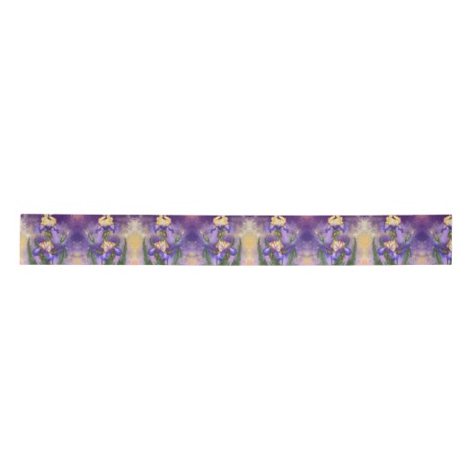 Ruban En Satin Iris Fleurs Ribbon Irises (Devant)