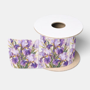 Ruban En Satin Iris pourpre avec bordure dorée