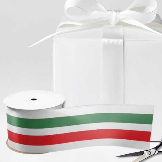 Ruban En Satin Italian Flag Stripes on White
