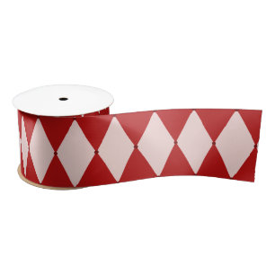 Ruban En Satin Jacquard rouge et rose Festive Noël moderne