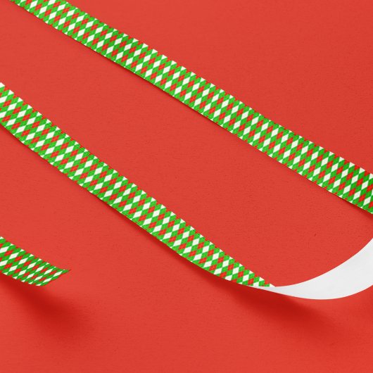 Ruban En Satin Jacquard Rouge Et Vert Noël