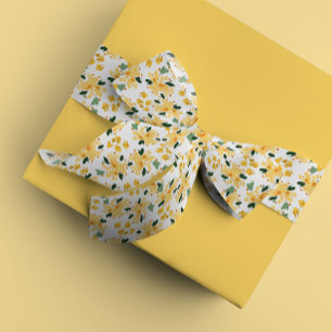 Ruban En Satin Jardin Floral Aquarelle Jaune