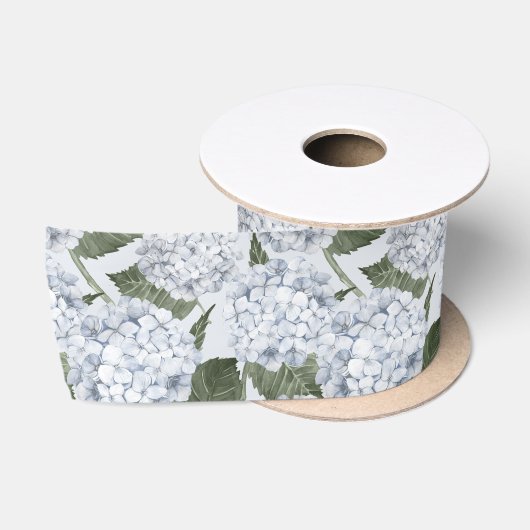 Ruban En Satin Jardin Floral d'Hydrangea Bleue (Bobine)