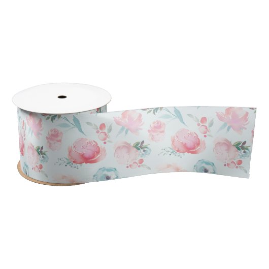 Ruban En Satin Jardin Floral rose Peony Motif Mariage (Bobine)