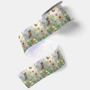 Ruban En Satin Jardin lutin avec papillons