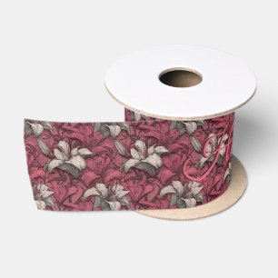 Ruban En Satin Jardin personnalisé à thème de lys roses pour anni
