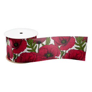 Ruban En Satin Jardin Red Poppy 2