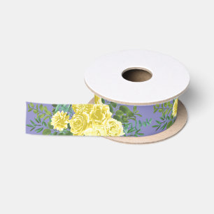 Ruban En Satin Jaune clair et périphérique Rose bleu Mariage flor