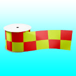 Ruban En Satin Jaune et rouge À damiers damier Vintage<br><div class="desc">Tableau de contrôle À damiers jaune et rouge néon | VINTAGE | Classique | tendance | Style | Mode | Minimal</div>