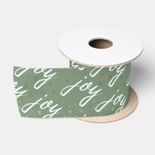 Ruban En Satin Joie verte et dorée de Noël