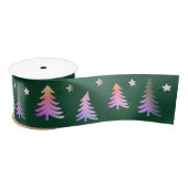 Ruban En Satin Joli arbre rose vert hiver Noël (Bobine)