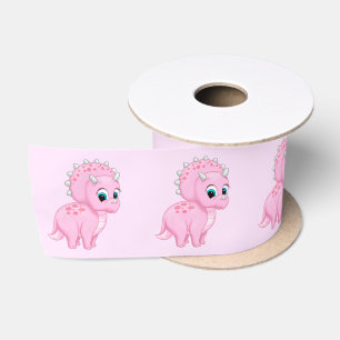 Ruban En Satin Joli bébé Triceratops rose dinosaure