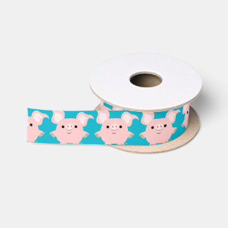 Ruban En Satin Joli Cochon De Carton Raccourci 1"5