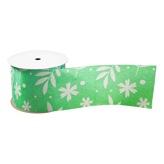 Ruban En Satin Joli Feuille vert (Bobine)