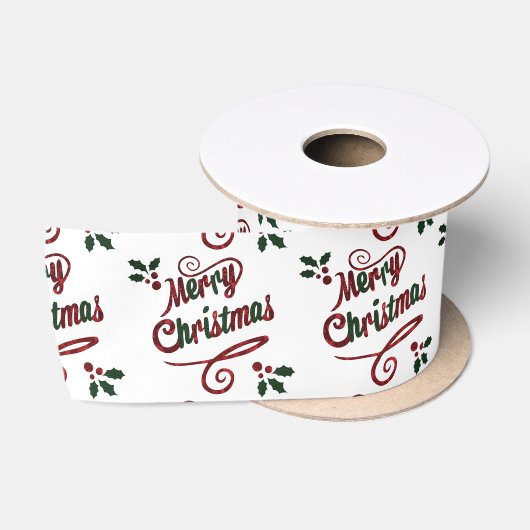 Ruban En Satin Joli Joyeux Script de Noël Satin ruban (Bobine)
