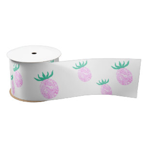 Ruban En Satin Joli motif de ananas rose tropical
