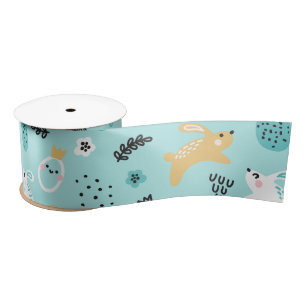 Ruban En Satin Joli motif de lapin de Pâques Lapins kawaii Œufs