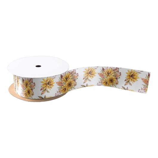 Ruban En Satin Joli Motif de tournesols (Bobine)