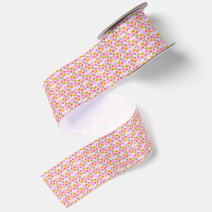 Ruban En Satin Joli motif floral pastel rose tendre féminin