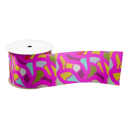 Ruban En Satin Joli motif rose et arc-en-ciel (Bobine)