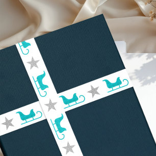 Ruban En Satin Joli motif scintillant étoile traîneau blanc argen